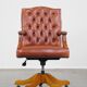 Height-adjustable leather English-style chesterfield office chair