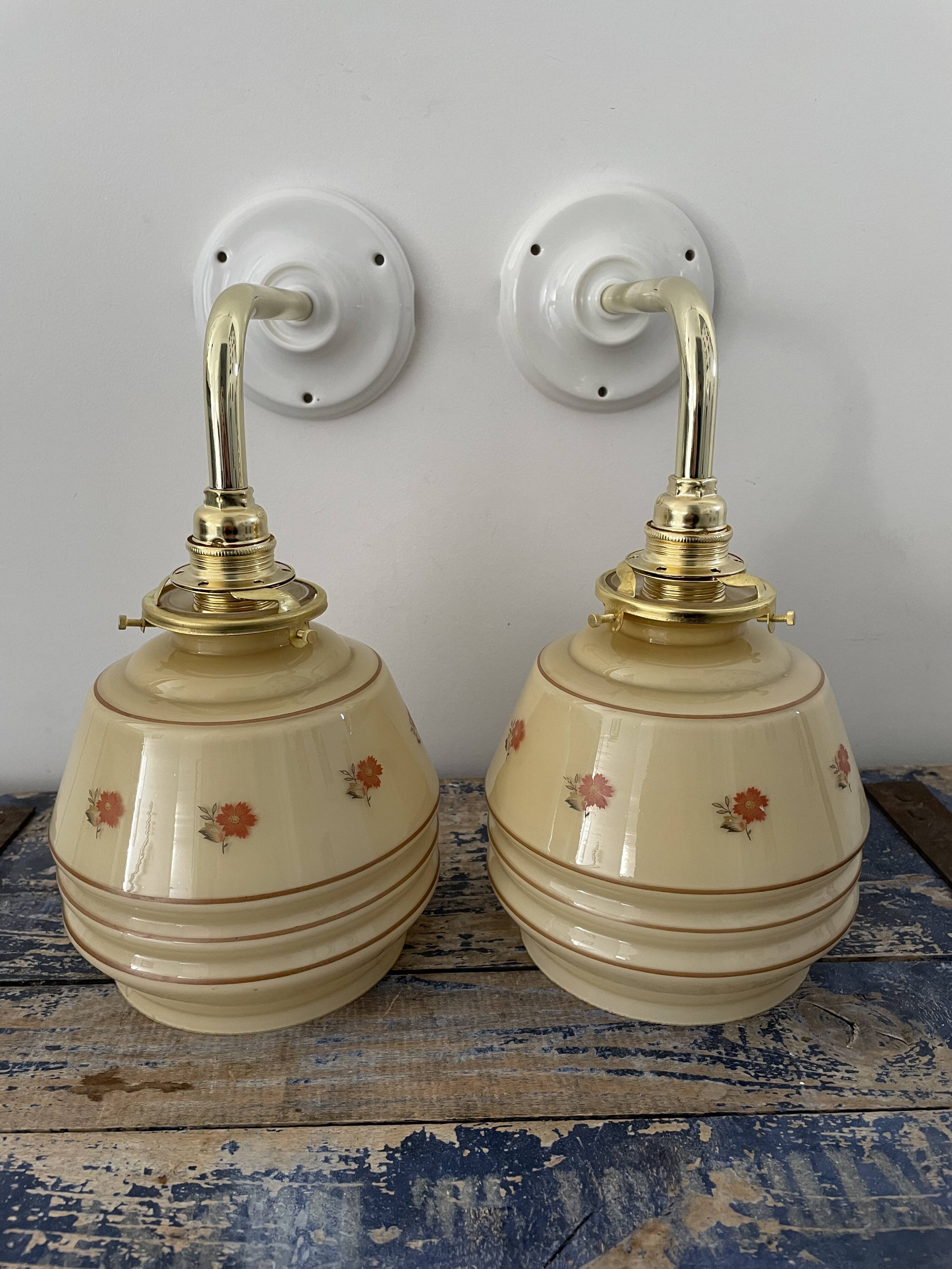 Pair of new electrified Art Deco wall lamps