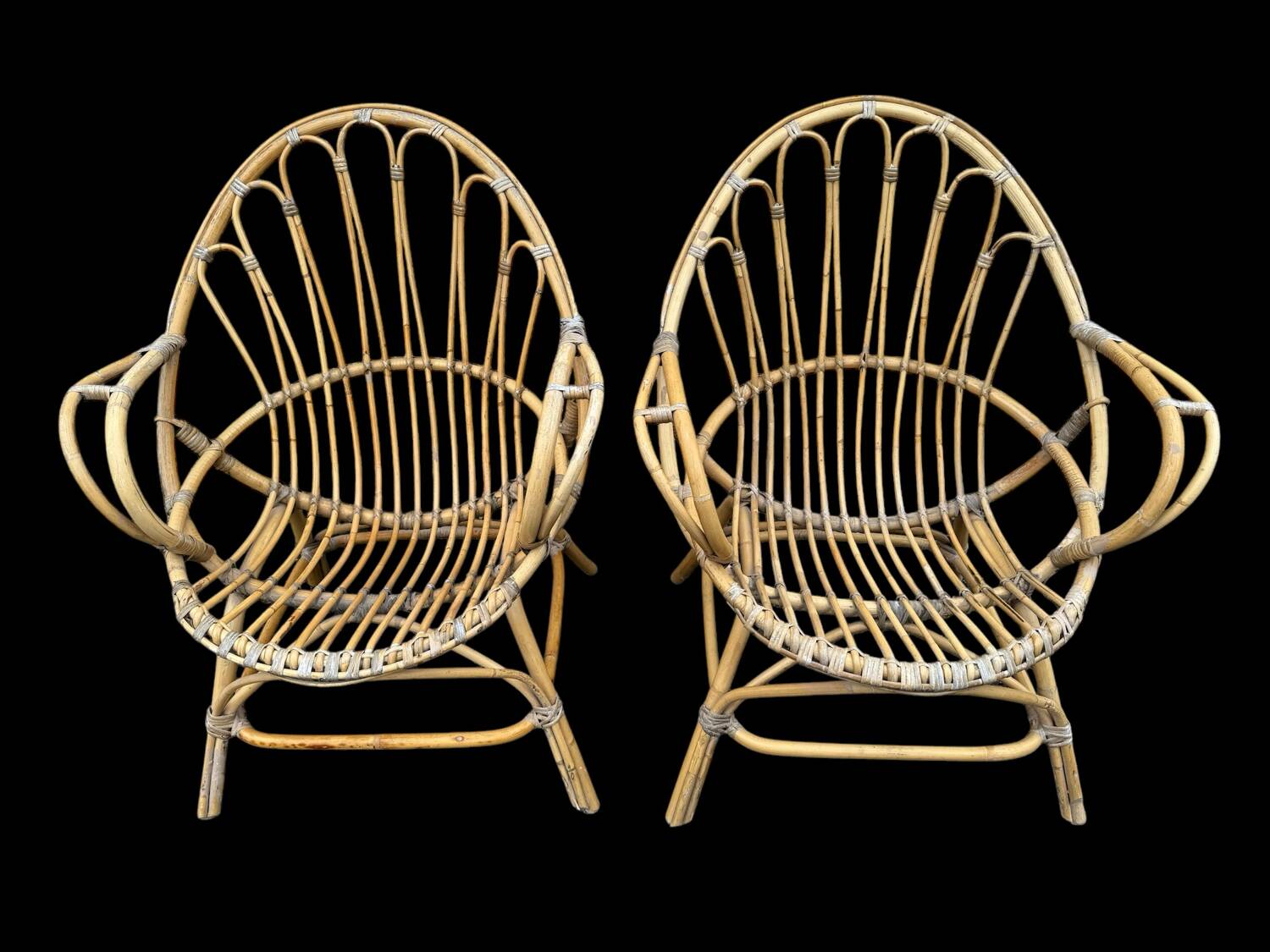 Pair of rattan armchairs from the 60s