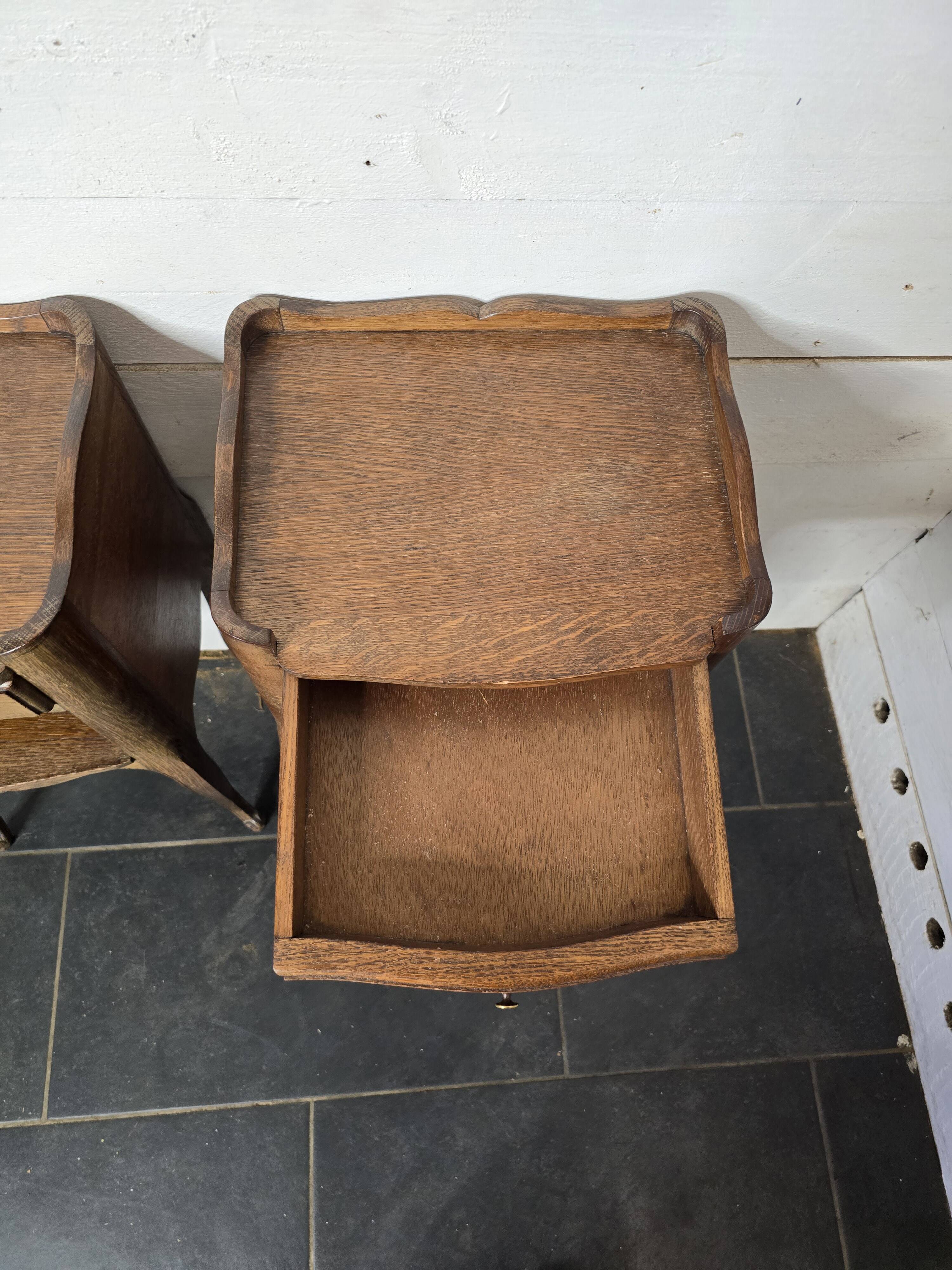 Pair of Louis XV style oak bedside tables