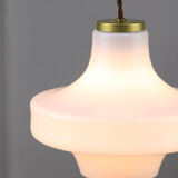 Mid-century white & brass pendant lamp