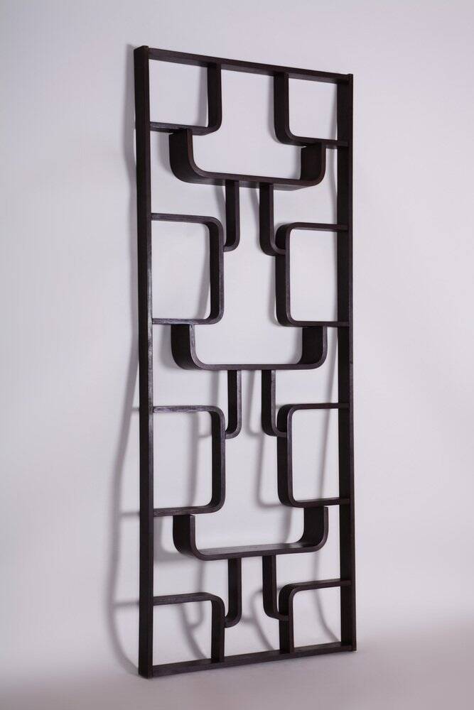 Mid-Century Room Divider in Dark Brown Oak attributed to Ludvik Volak for Drevopodnik Holesov, Former Czechoslovakia, 1960s