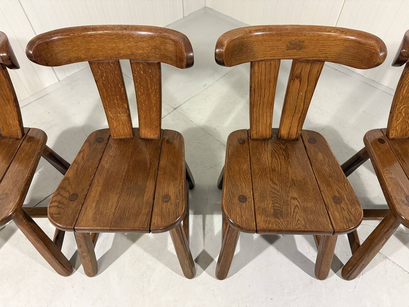 Brutalist oak dining chairs 1970’s