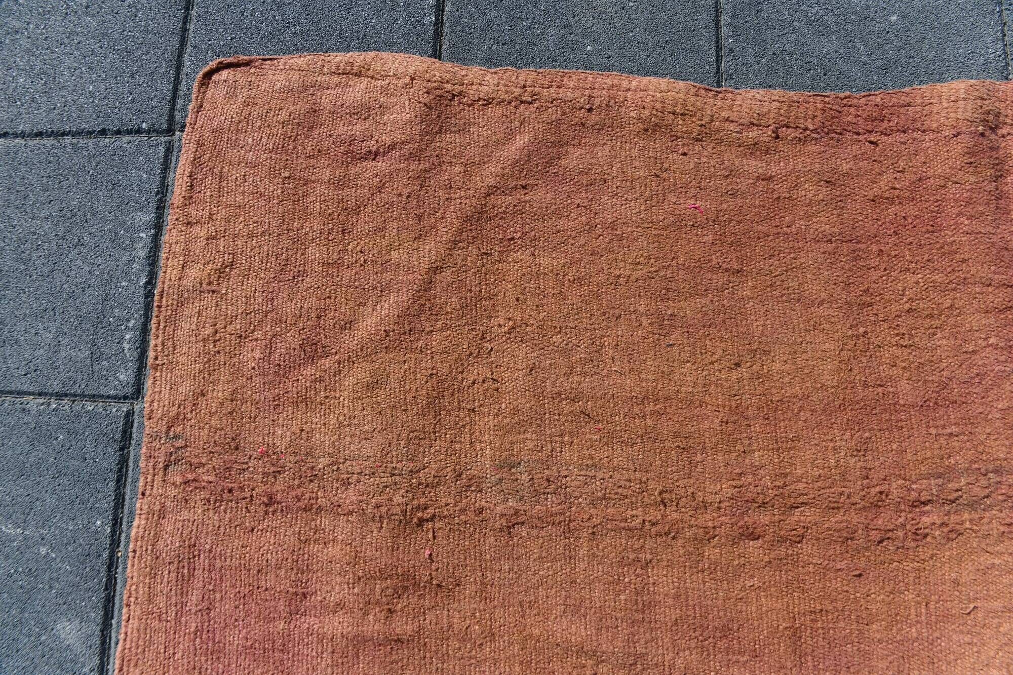 6x9 Turkish Vintage Kilim Rug, Terracotta Hand-Woven Minimalist Carpet
