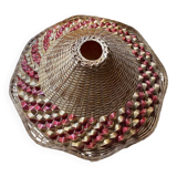 Red rattan and raffia lampshade