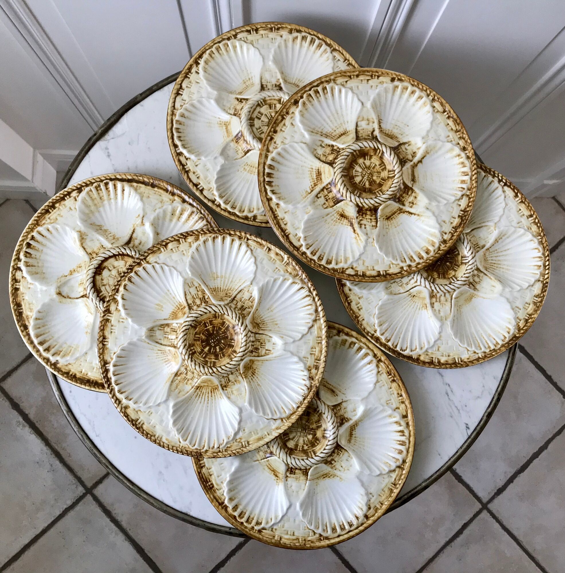 Set of 6 Oyster Plates Longchamp years 50-60
