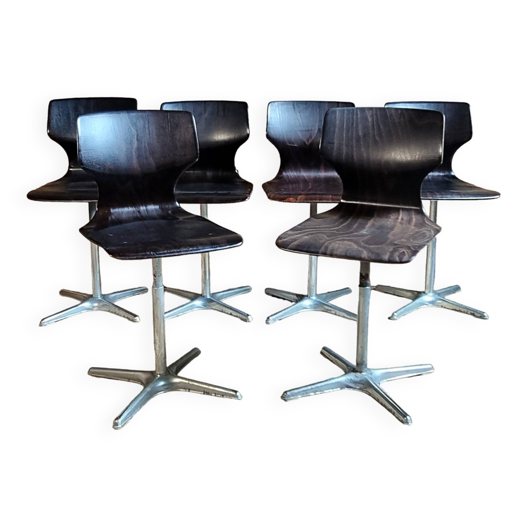 6 Pagwood Pagholz Flototo chairs from the 70s