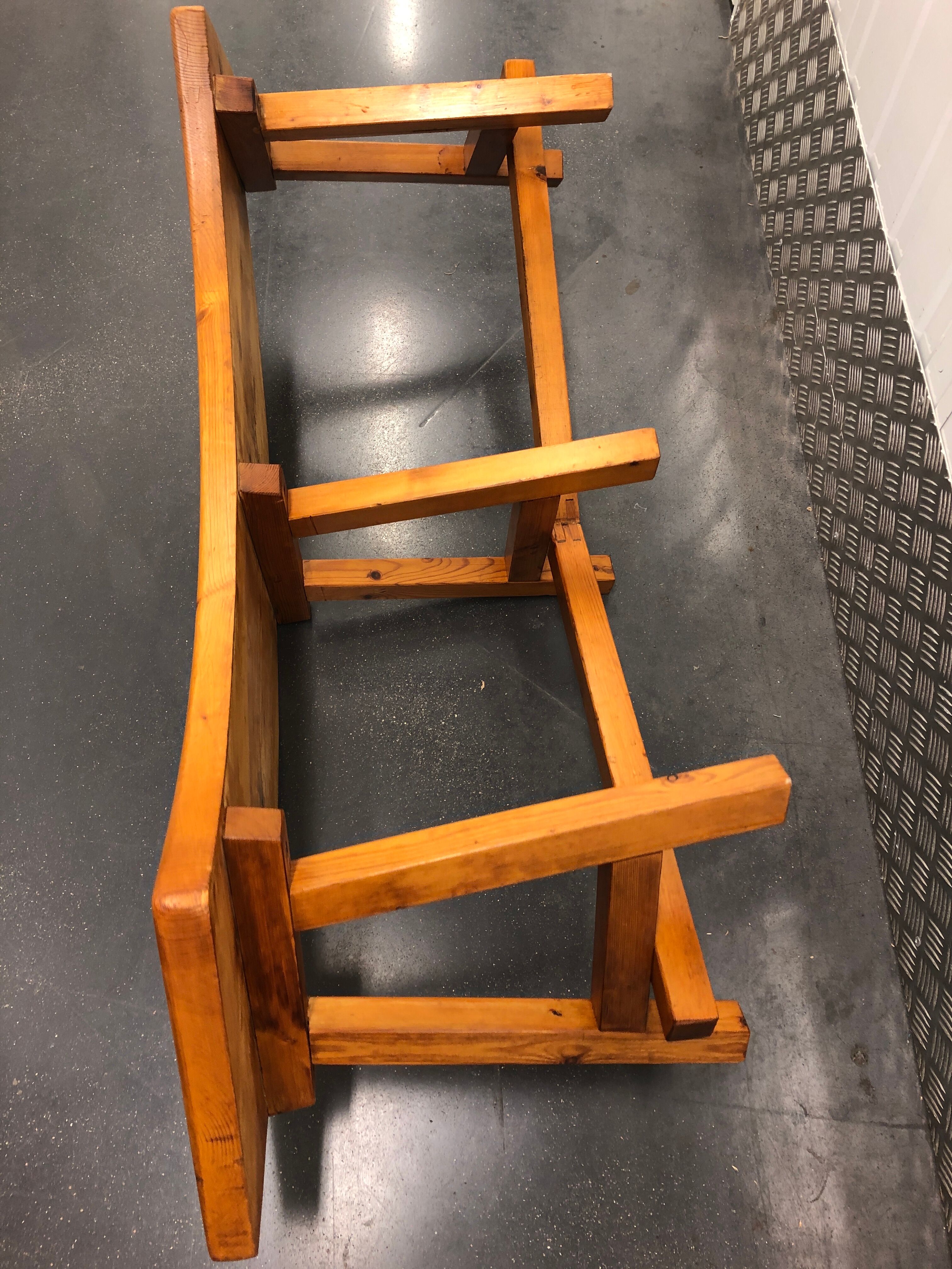 Chalet-style pine bench circa 1960