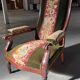 Antique mahogany wood upholstery armchair