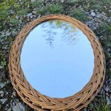 Miroir ovale vintage en osier