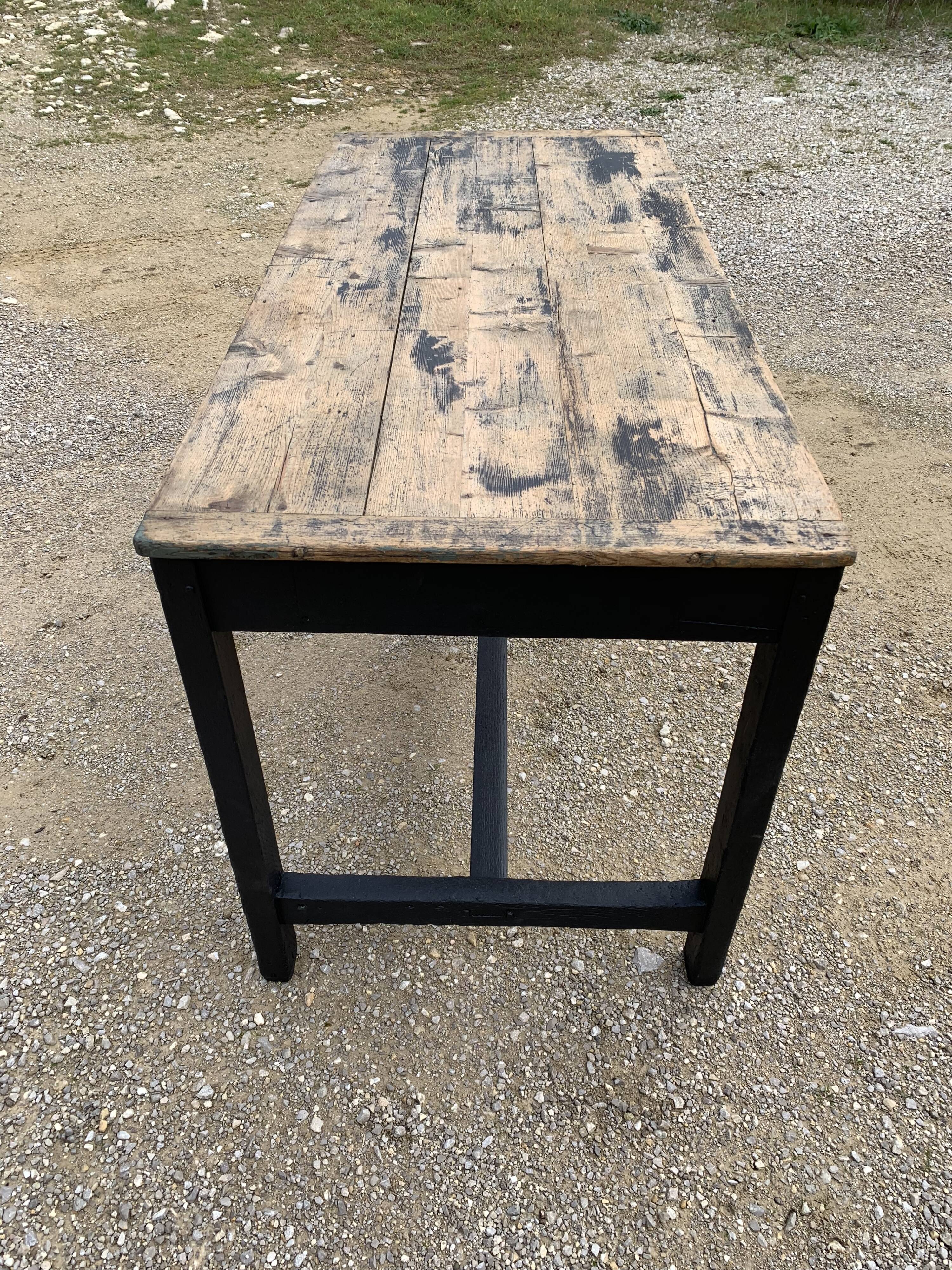 Old black wooden farmtable
