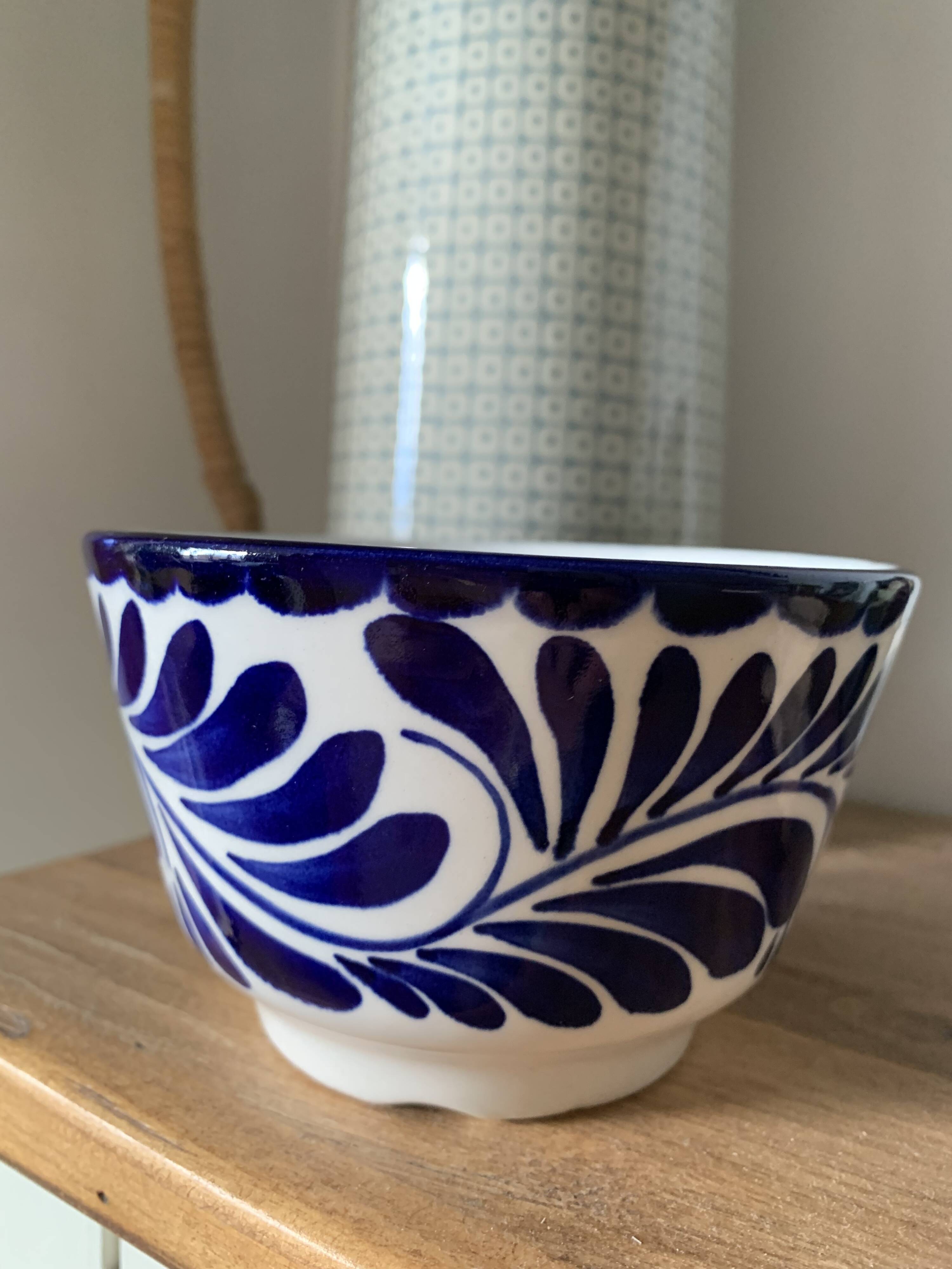 Vintage hard blue & white ceramic bowl - Anfora: art from Madagascar - TBEG!