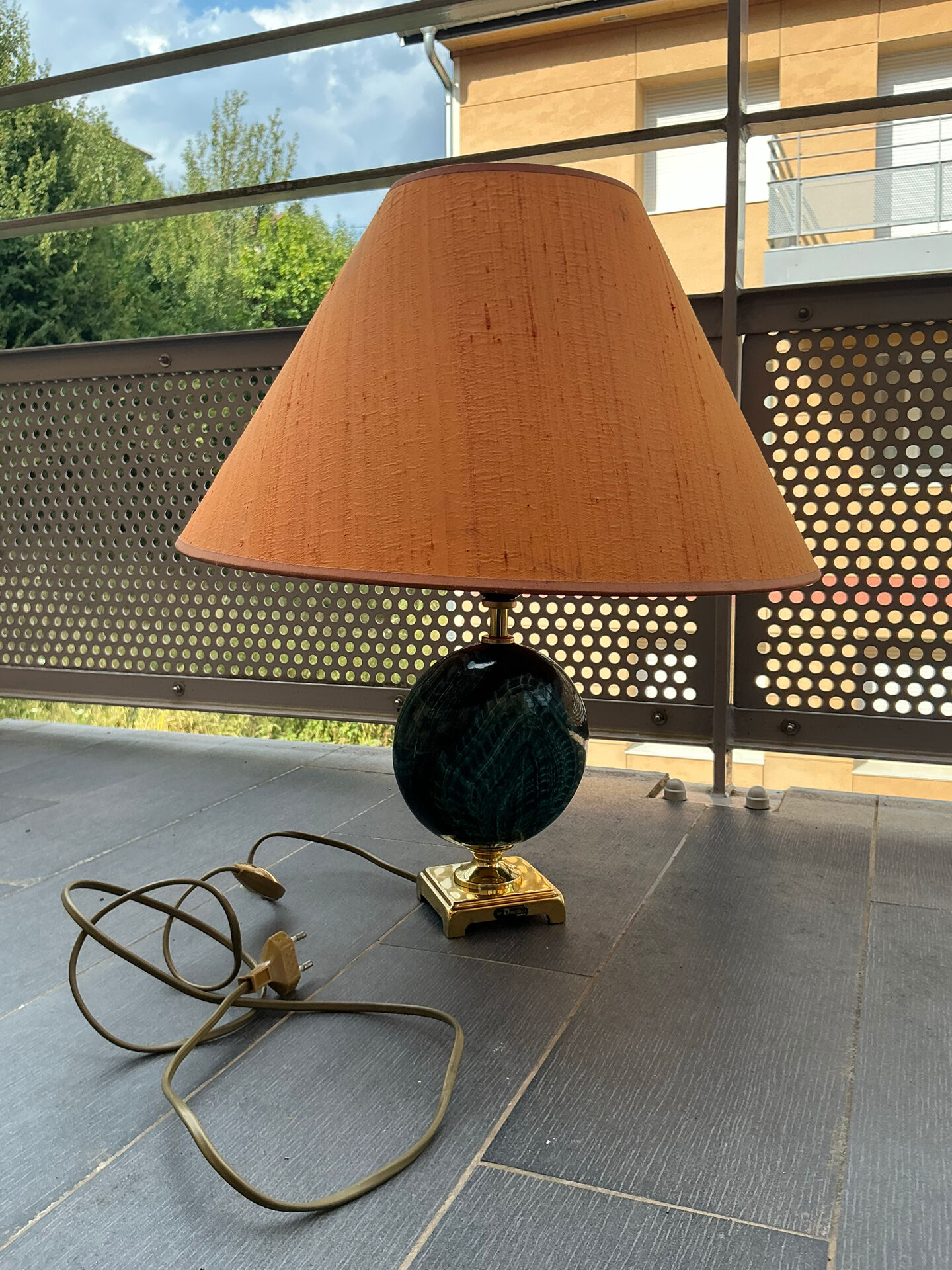 Lampe de table Le Dauphin France en céramique émaillée verte – années