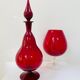 Large blown glass red carafe Blenko / Genie Bottle from the 1960s.