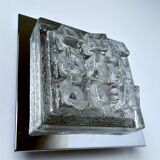 Sculptural Wall Lamp Vintage 60s, Glass and Chrome