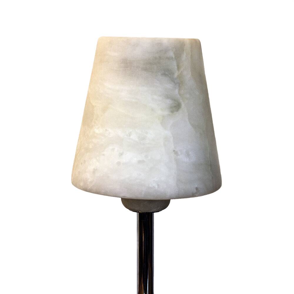 Chromed Metal And Alabaster Table Lamp, Spain, 1980's
