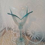 Glass tulip candle holder on stand