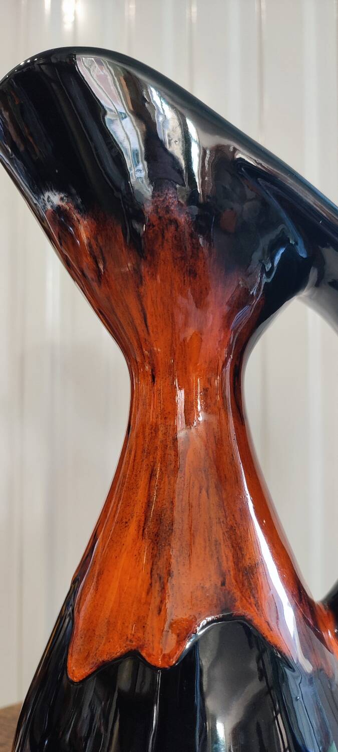 Flamed ceramic pitcher vase 1960