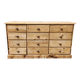 Antique fir wood workshop cabinet with drawers