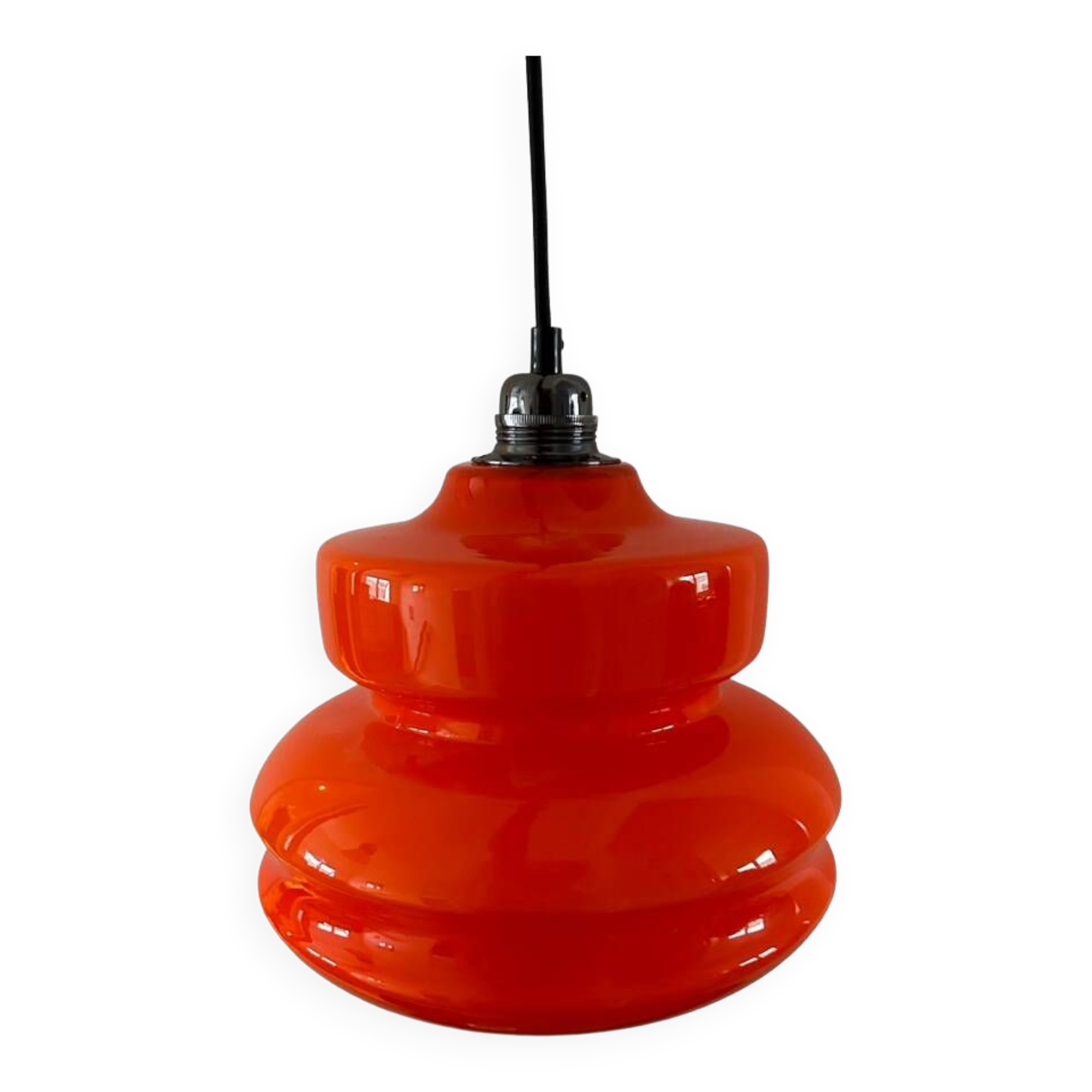 Vintage pendant light in orange opaline