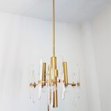 Chandelier in brass and crystal 1960