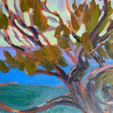 Cedar at high noon, Oil on canvas signed Leigh Gusterson