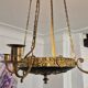 Pendant in brass with two light sockets and four candle holders, Empire style