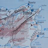 Old poster-school map Rossignol year 50 Tunisia, Algeria