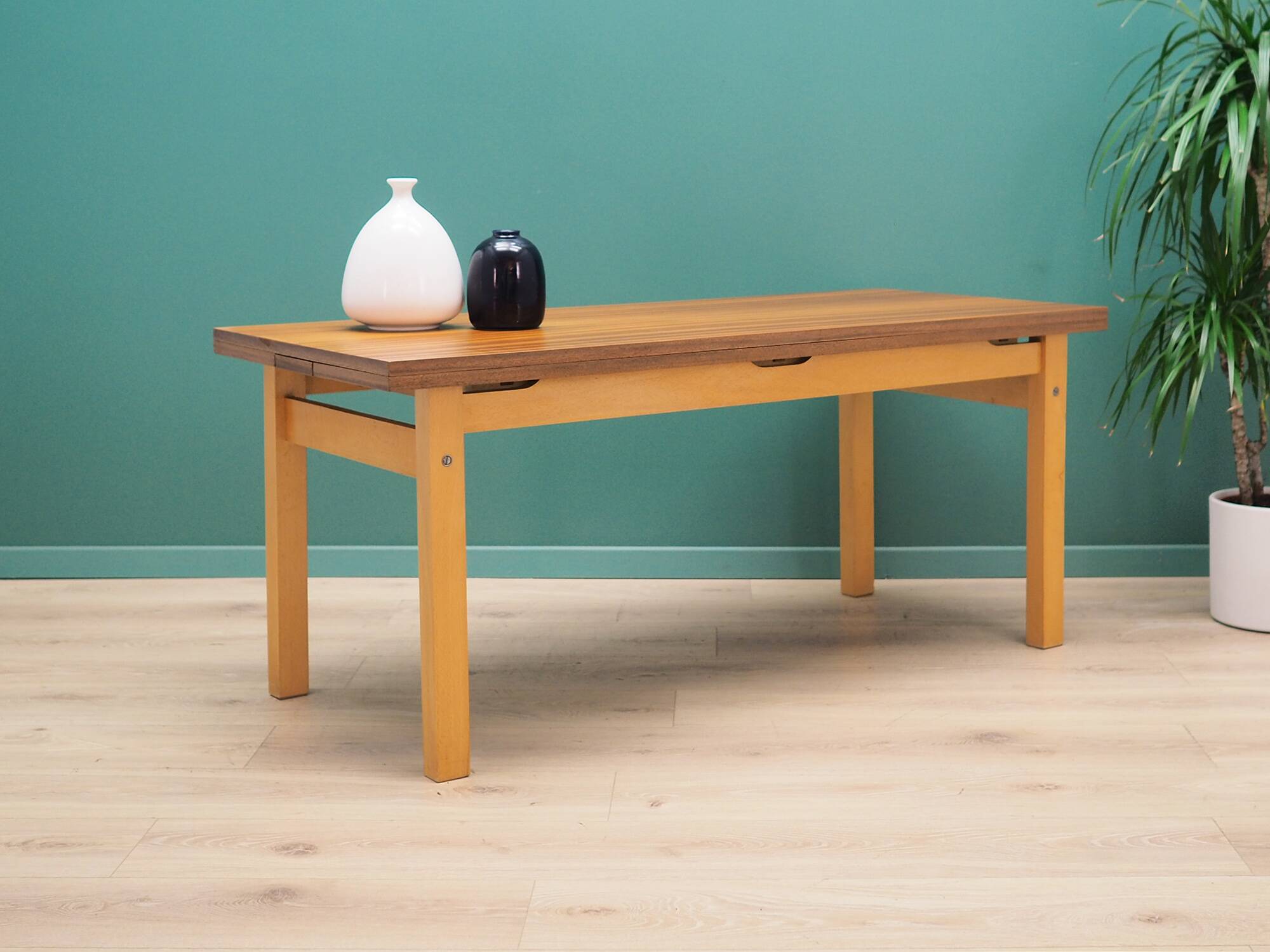 Beech table, Polish design, 1980s, manufacturer: OFM