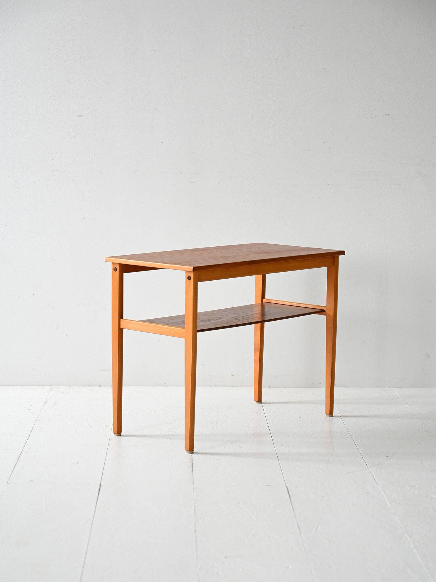 Vintage Scandinavian coffee table 1950s in beech and teak