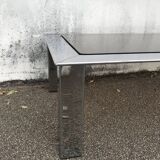 Coffee table vintage chrome glass circa 1970