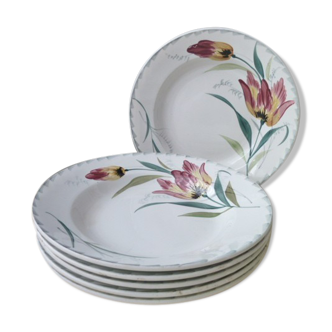 Set of 6 hollow plates in Earthenware of St Amand Hamage
