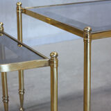 Portuguese pull out tables in brass and glass, 1970s