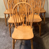 Set of 6 Dutch chairs in solid beech wood.