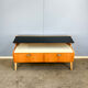 Small chest of drawers by WK Möbel with black and white glass top, pear wood, 1950s