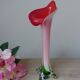 Vintage coloured blown glass vase in the shape of a calla lily.