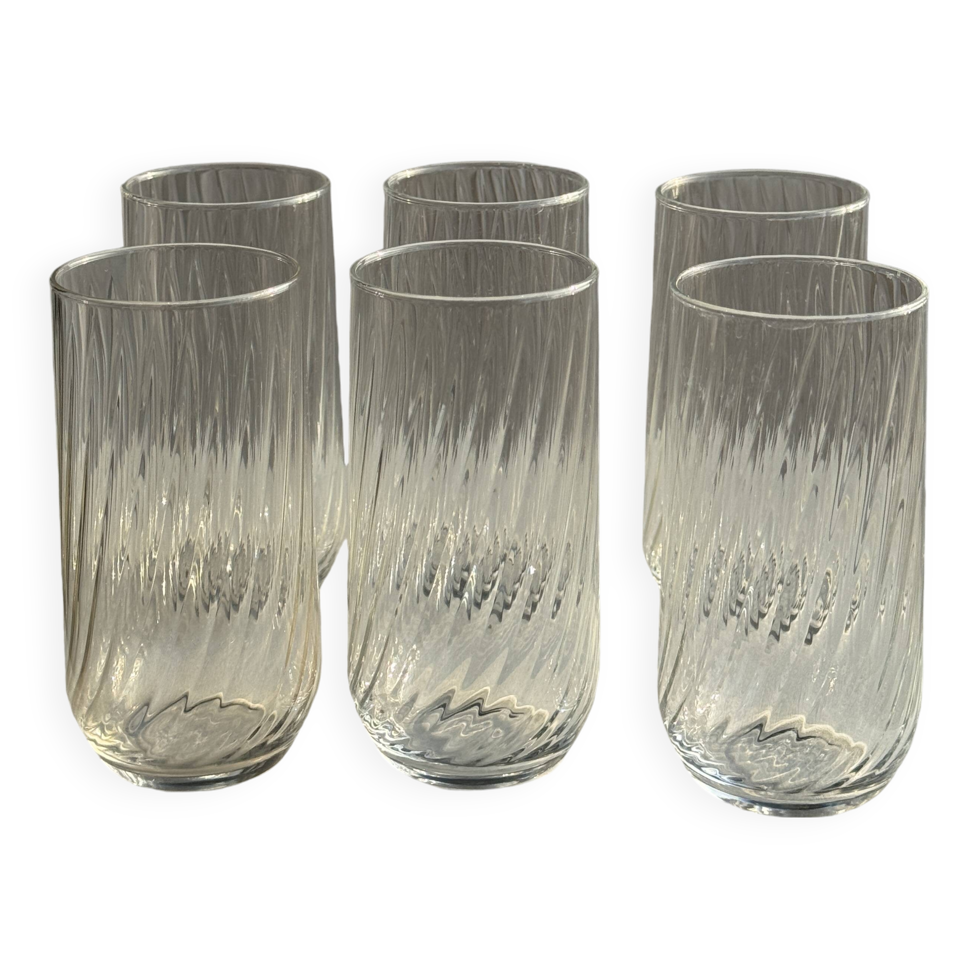 Set of 6 orangeade glasses in ribbed glass