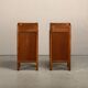 Art Deco Amsterdam School Nightstands oak wood and glass, 1930s Netherlands