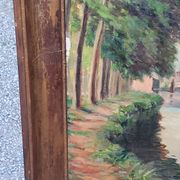 Oil on landscape panel Étampes May 1929 CLAUDE MIRBEL