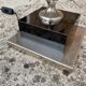 Table lamp or living room travertine and silvered metal Philippe Barbier