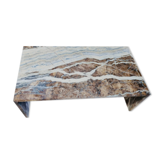 Marble coffee table blue, brown and beige