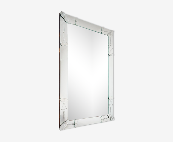 Important mirror with floral decor, 1960s, 138x86 cm