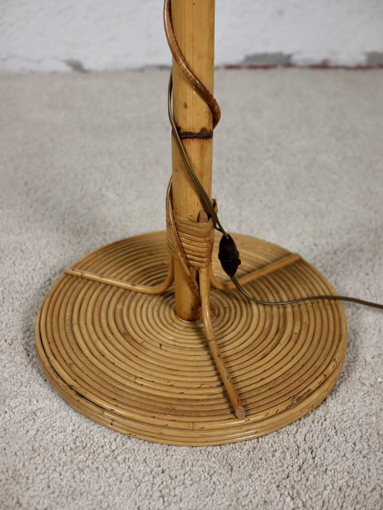 Louis Sognot rattan floor lamp from the 60s