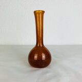 Vintage amber/orange bubbled glass soliflore vase