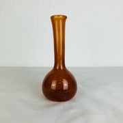 Vintage amber/orange bubbled glass soliflore vase