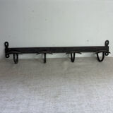 Coat rack, four hooks, in wrought iron.