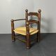 Brutalist French low rush oak side armchair by Charles Dudouyt ca 1940s