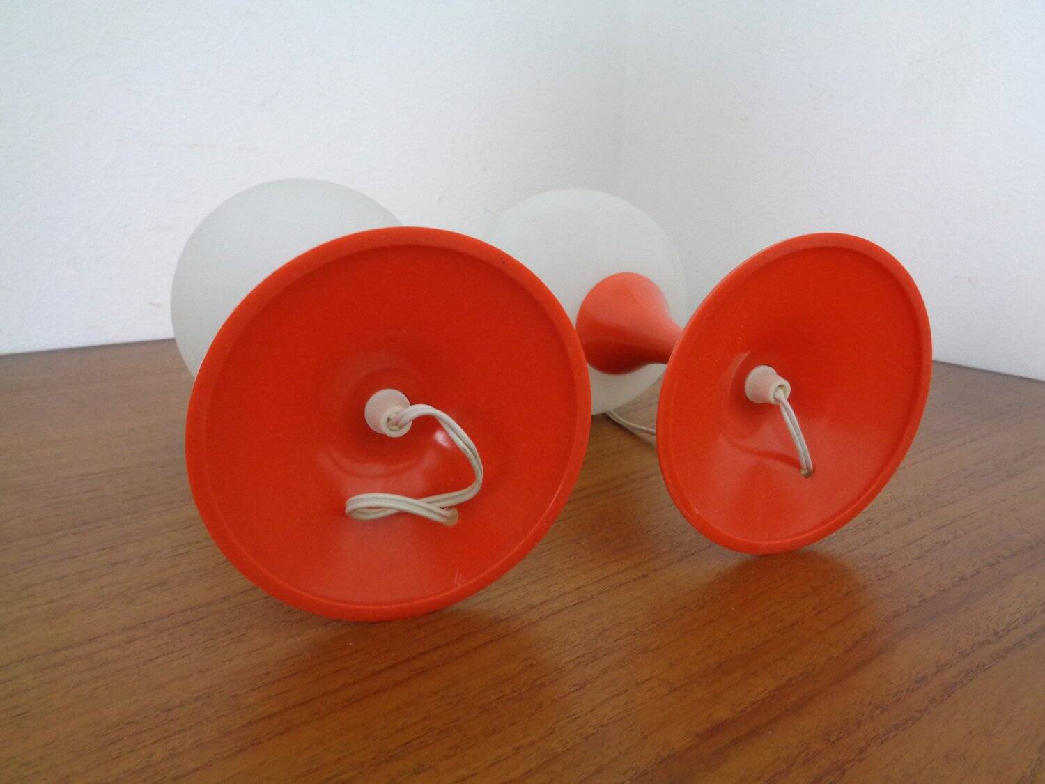 Glass and Plastic Tulip Bedside Lamps, 1970s, Set of 2