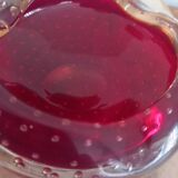 Vintage Murano Ashtray Catchall - Ruby Red Bullicante Glass - Vi