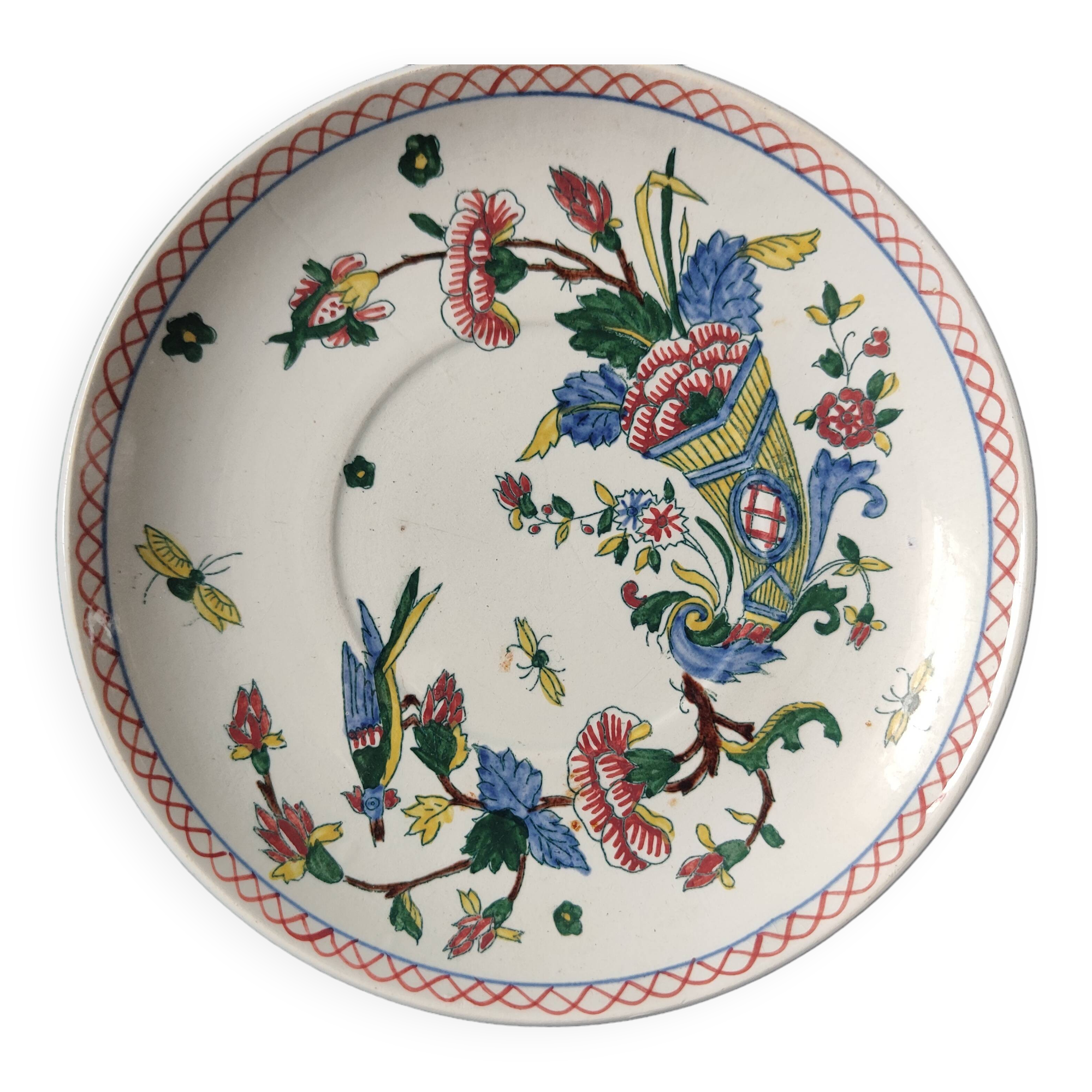 Superb 1870 / Gien earthenware / cornucopia saucer